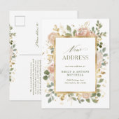 Carte Postale Flore blanche et neutre | Faire-part de déplacemen (Devant / Derrière)