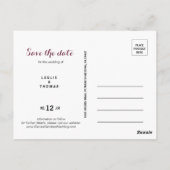 Carte Postale Flore bordeaux vert Enregistrer la date (Dos)