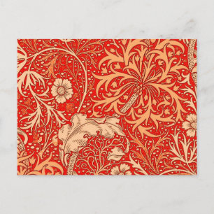 Carte Postale Flore d'algues Art nouveau, corail profond Orange