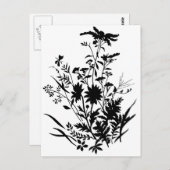 Carte Postale Flore de silhouette noire et blanche...carte posta (Devant / Derrière)