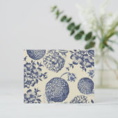 Carte Postale Flore d'impression florale de fleurs bleues antiqu (Debout devant)