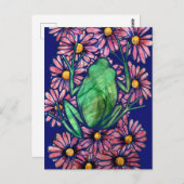 Carte Postale Flore Froggy Green tree Frog Art Daisy (Devant / Derrière)