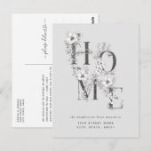 Carte Postale Flore gris neutre Changement d'adresse (Devant / Derrière)