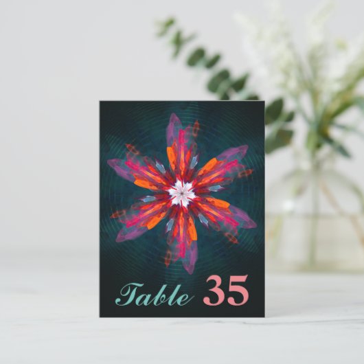 Carte Postale Flore Mandala Flowers Orange Red Blue Abstract (Debout devant)