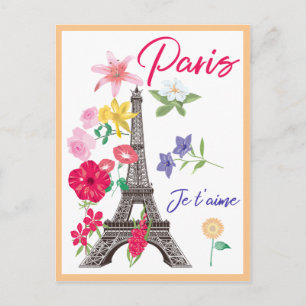 Carte Postale Flore moderne Paris je t'aime Eiffel Tour Voyage