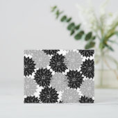 Carte Postale Flore noire et grise cool Impression florale (Debout devant)
