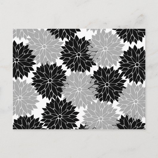 Carte Postale Flore noire et grise cool Impression florale (Devant)