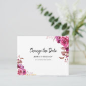 Carte Postale Flore rose en fleurs reportée Modifier la date (Debout devant)