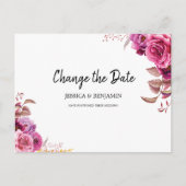 Carte Postale Flore rose en fleurs reportée Modifier la date (Devant)