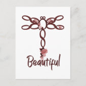 Carte Postale Flore rouge "belle" conception de libellules (Devant)