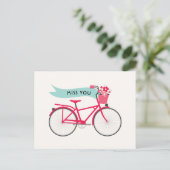 Carte Postale Flore Vélo rose Miss You Custom (Debout devant)