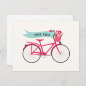 Carte Postale Flore Vélo rose Miss You Custom (Devant / Derrière)