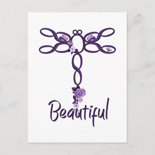 Carte Postale Flore violet "belle" conception de libellules (Devant)