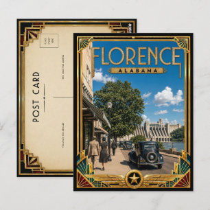 Carte Postale Florence Alabama Art Déco vintage de l'âge d'or
