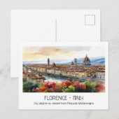 Carte Postale Florence aquarelle skyline Rome Italie modifiable (Devant / Derrière)