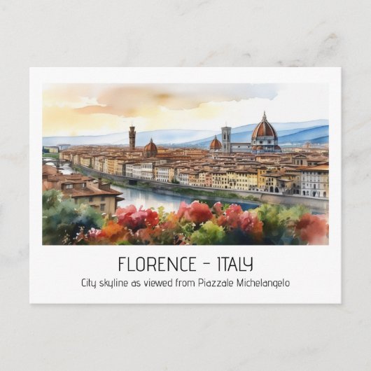 Carte Postale Florence aquarelle skyline Rome Italie modifiable (Devant)