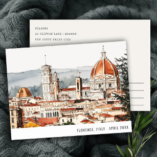 Carte Postale Florence Cathédrale Italie Aquarelle Voyage italie