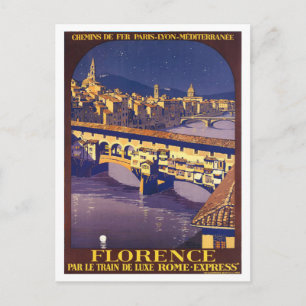 Carte Postale Florence, Italie, affiche de voyage vintage