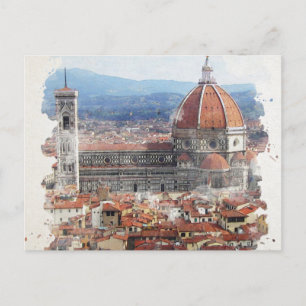 Carte Postale Florence Italie Aquarelle Art
