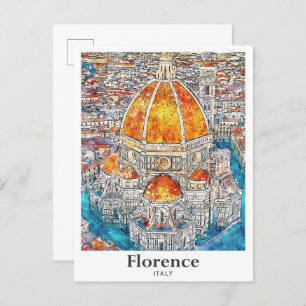 Carte Postale Florence Italie Aquarelle Croquis main