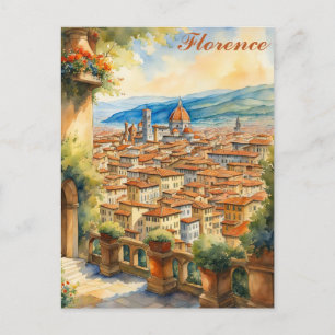 Carte Postale Florence Italie Aquarelle Illustration Voyage