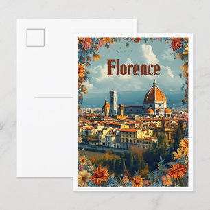 Carte Postale Florence Italie Art Vintage Illustration de voyage