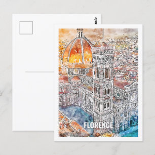 Carte Postale Florence Italie Travel Place Aquarelle