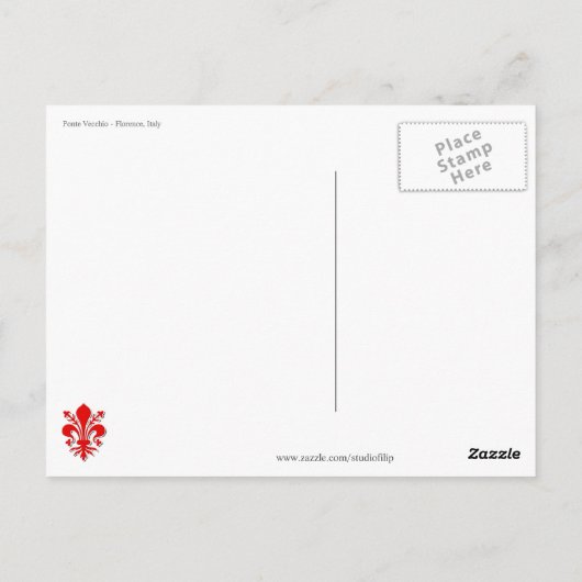 Carte Postale Florence - Ponte Vecchio (Dos)