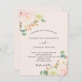 Carte Postale Flores blanches roses rose mariage or (Devant / Derrière)