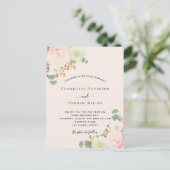 Carte Postale Flores blanches roses rose mariage or (Debout devant)