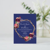 Carte Postale Flores bordeaux faire-part de mariage géométrique  (Debout devant)