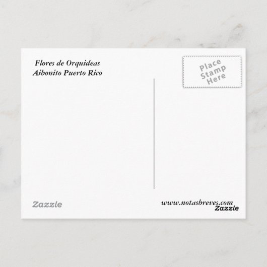 Carte Postale Flores d'Orquideas (Dos)