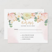 Carte Postale Flores rose vif mariage blanc RSVP (Devant / Derrière)