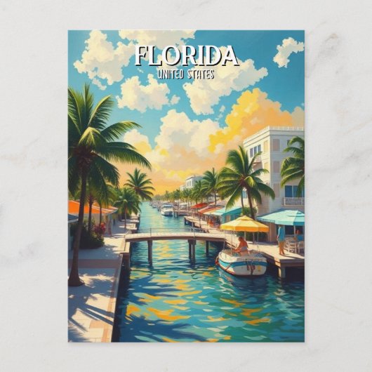 Carte Postale Florida Palm Tree Beach Vintage (Devant)