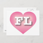 Carte Postale Florida Pink Fade Heart - J'aime FL (Devant / Derrière)