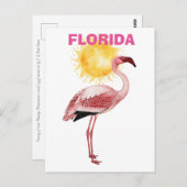 CARTE POSTALE FLORIDA SOLEIL AVEC FLAMANT ROSE (Devant / Derrière)
