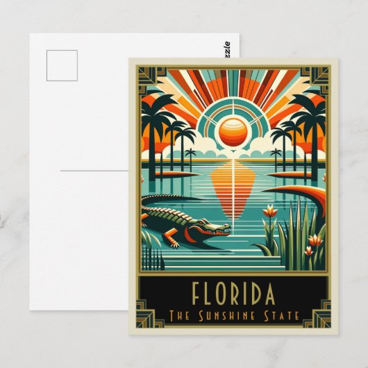 Carte Postale Floride | Art déco (Devant / Derrière)