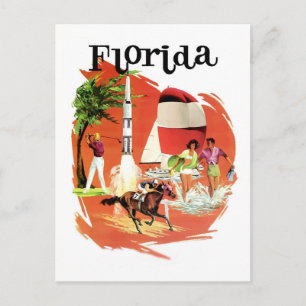 Carte Postale Floride, attractions touristiques, voyage vintage