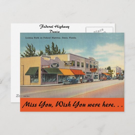 Carte Postale Floride, Autoroute fédérale, Dania (Devant / Derrière)