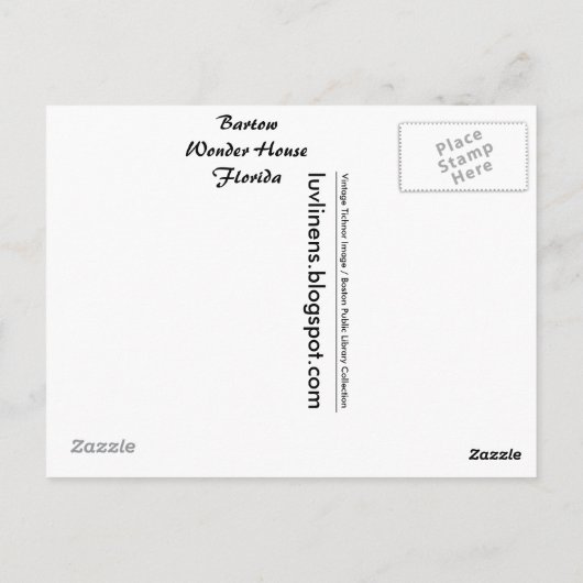 Carte Postale Floride, Bartow, Wonder House (Dos)