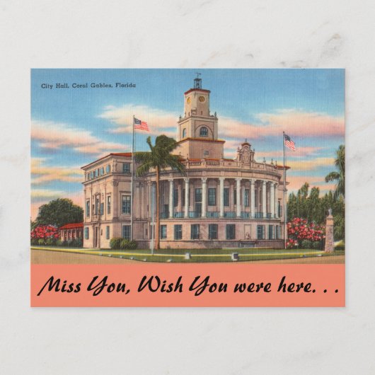Carte Postale Floride, Coral Gables, Cour de justice (Devant)
