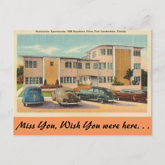 Carte Postale Floride, Ft. Lauderdale, Martindale Apartments (Devant)