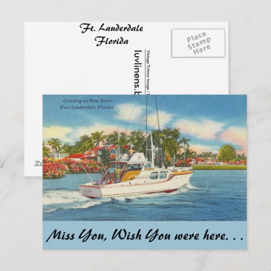Carte Postale Floride, Ft. Lauderdale, New River (Devant / Derrière)