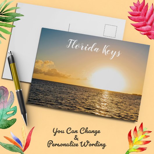 Carte Postale Floride Keys Ocean Sunset Golden Glow