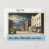 Carte Postale Floride, Lake City, East Madison St. la nuit. (Devant / Derrière)