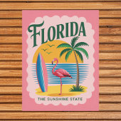 Carte Postale Floride Le Surf de Flamant rose rétro Sunshine Sta