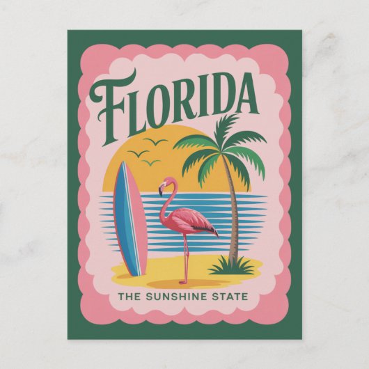 Carte Postale Floride l'État du Soleil Couchant Flamant Rose de (Devant)