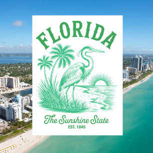 Carte Postale Floride L'État du Soleil Établi en 1845 Vintage