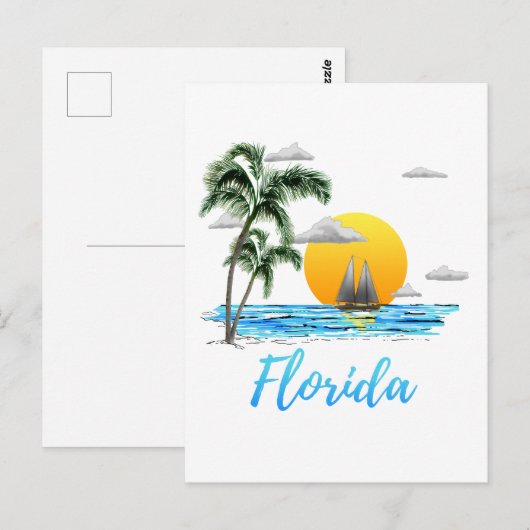 Carte Postale Floride Ocean Sunset Sailing (Devant / Derrière)