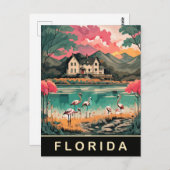 Carte Postale Floride, Oiseaux sur la côte, Aquarelle Voyage (Devant / Derrière)